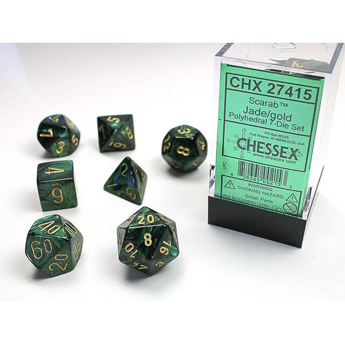 Chessex Polyhedral 7-Die Set Scarab Jade/Gold