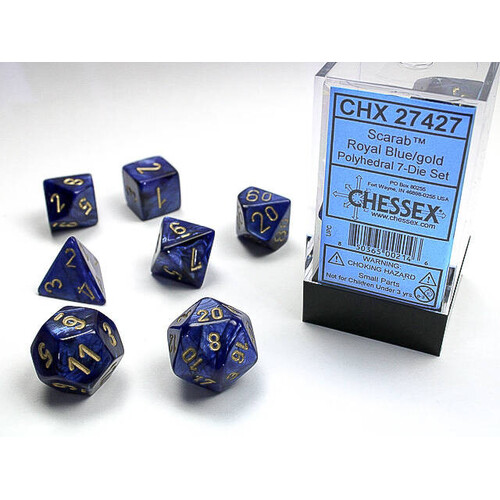 Chessex Polyhedral 7-Die Set Scarab Royal Blue/Gold