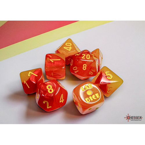 Chessex Gemini Gellow-Red/yellow Polyhedral Luminary 7-Dice Set (with bonus die)