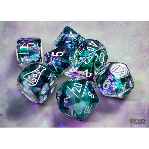 Chessex Nebula Fluorite/white Polyhedral 7-Dice Set (with bonus die)