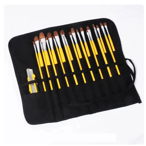 Canvas Paint Brush Wallet / Storage Bag, 22 Slots - Roll up Pen Bag
