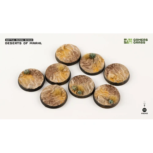 Gamers Grass Deserts of Maahl Bases - Round 32mm (x8)