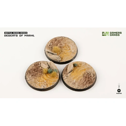 Gamers Grass Deserts of Maahl Bases - Round 50mm (x3)